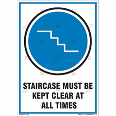 Staircase Must Be Kept Clear Sign in Portrait