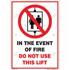 Do Not Use Lifts In Case of Fire Safety Sign in Portrait