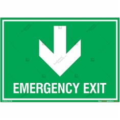 Emergency Exit Signs with Down Arrow in Landscape