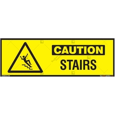 Stairs Caution Sign in Rectangle