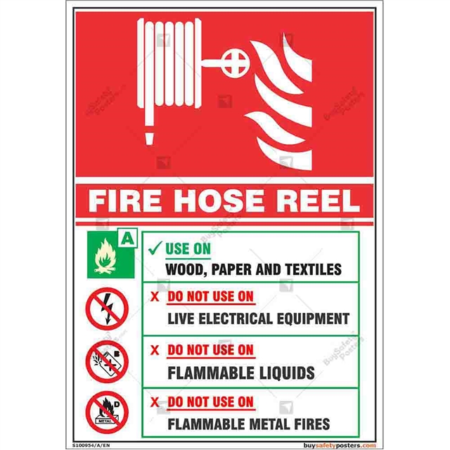 Warning : Fire Hose Reels to be used only in event of a fire safety sign  (M121)