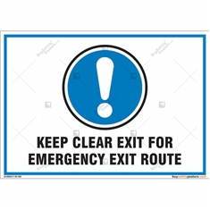 Keep Clear Exit For Emergency Exit Route Sign in Landscape