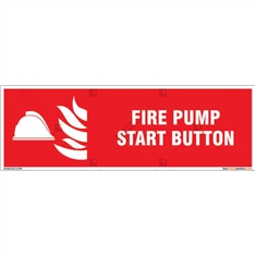 Fire Pump Start Button Sign in Rectangle