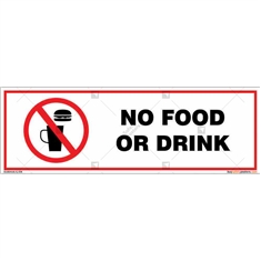 No Food Or Drinks Sign in Rectangle