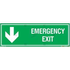 Emergency Exit Signs with Down Arrow in Rectangle