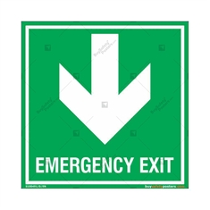 Emergency Exit Signs with Down Arrow in Square