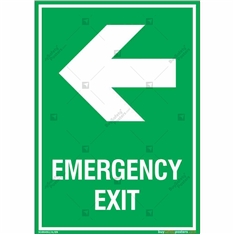 Emergency Exit Signs with Left Arrow in Portrait
