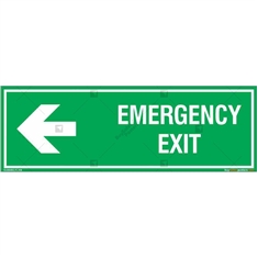 Emergency Exit Signs with Left Arrow in Rectangle