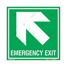 Emergency Exit Signs with Left Up Arrow in Square
