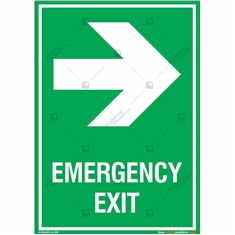 Emergency Exit Signs with Right Arrow in Portrait