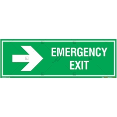 Emergency Exit Signs with Right Arrow in Rectangle