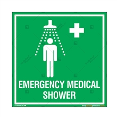 Emergency Medical Shower Sign in Square