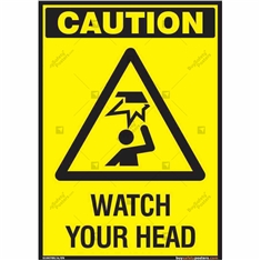 Watch your Head Sign in Portrait