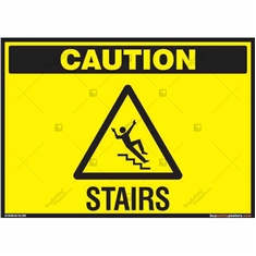 Stairs Caution Sign in Landscape