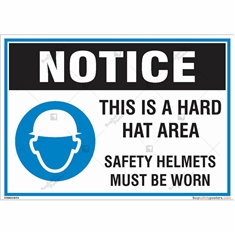 Hard Hat Area Safety Helmets must be Worn Sign in Landscape